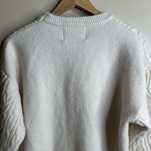 Aelfric Eden White Cable Knit Crewneck Sweater - Picture 9 of 11